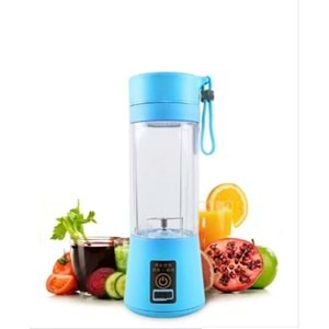 El Blender Mavi Portatif Taşınabilir USB Şarjlı Mikser 380 ml Fasel