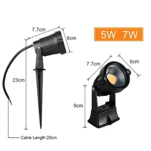 Kazıklı Led Bahçe Çim Ağaç Aydınlatma Armatürü 5W Amber Noas