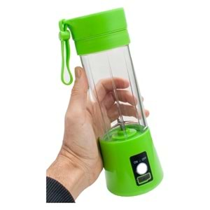 El Blender Yeşil Portatif Taşınabilir USB Şarjlı Mikser 380 ml Fasel