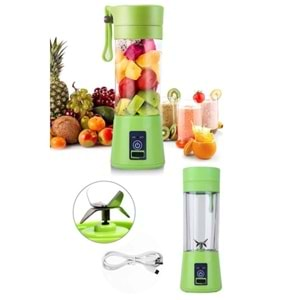 El Blender Yeşil Portatif Taşınabilir USB Şarjlı Mikser 380 ml Fasel