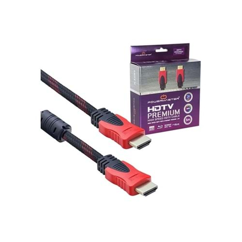 HDMI Kablo 5 Mt. 1.4 V Örgülü Powermaster