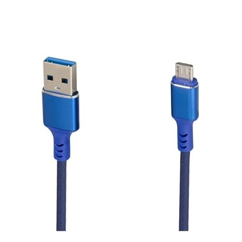 22023 Weko Usb To Micro Örgülü Mavi Şarj Kablosu